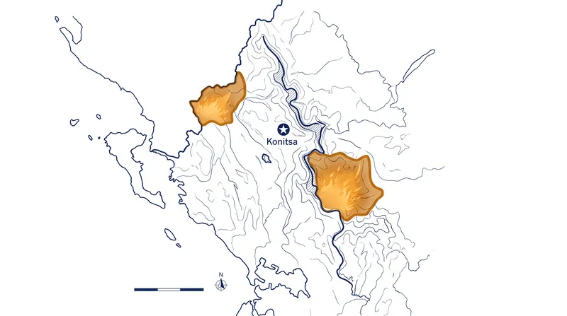 The blaze has split into two major fronts, threatening both the municipality of Konitsa and the surrounding protected forests.