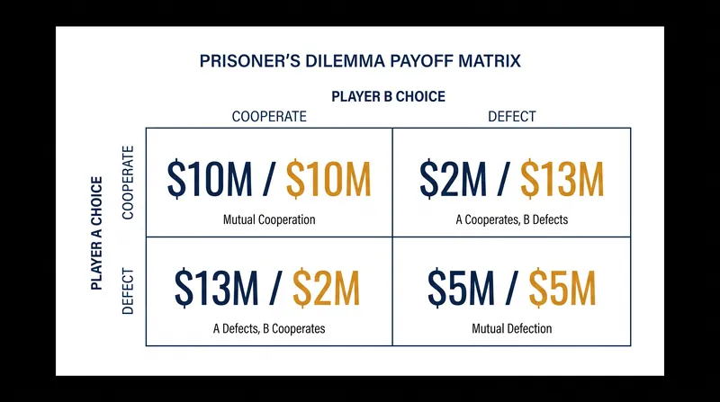 The standard pricing payoff matrix demonstrates why both firms are incentivized to cut prices.