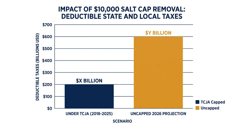 The expiration of the $10,000 SALT cap will allow taxpayers in high-tax states to deduct their full property and state income taxes.