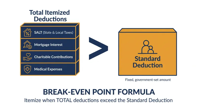 Taxpayers should only itemize if their combined eligible expenses exceed the standard deduction for their filing status.