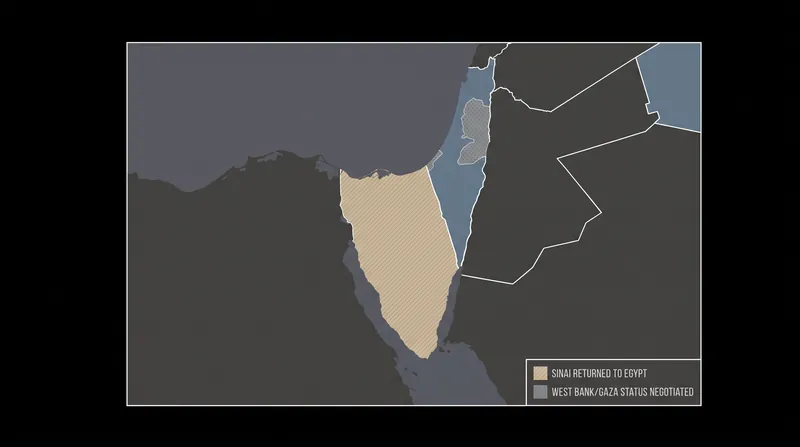 The Sinai Peninsula was returned to Egypt under a strict deadline, while the West Bank and Gaza were placed under a phased autonomy framework.