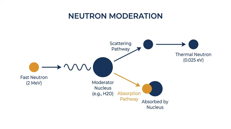 Moderators slow fast neutrons through successive elastic collisions, increasing the probability of sustaining a chain reaction.