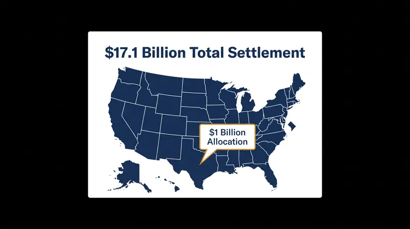 The $17.1 billion settlement involves 50 states and the District of Columbia, with allocations based on jurisdictional size.