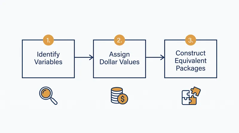 The strategy requires candidates to assign precise dollar values to non-monetary benefits before entering the room.