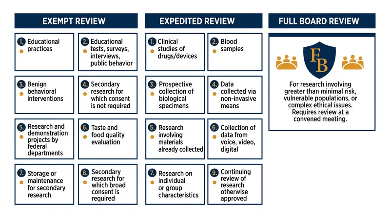 The three-tier IRB system relies on specific federal categories to route research protocols.