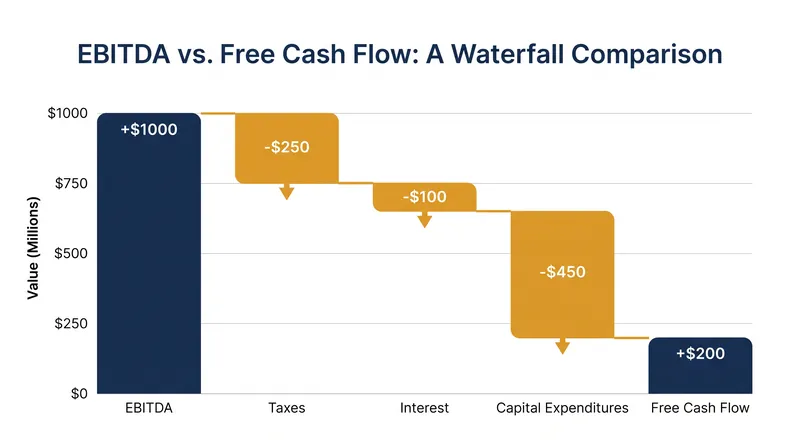 The liquidity gap: How mandatory cash outflows reduce theoretical operating profit to actual free cash flow.