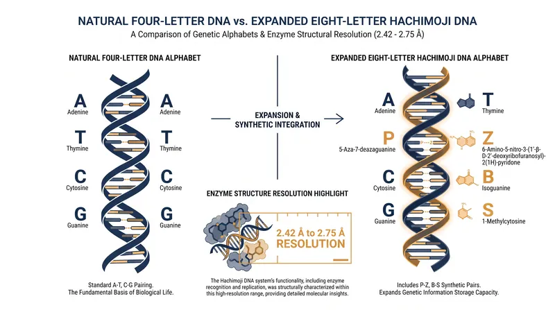 The Hachimoji DNA system introduces four synthetic bases—P, Z, B, and S—alongside the natural genetic letters.