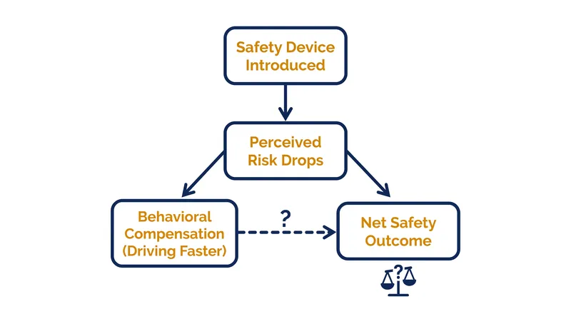 How behavioral compensation theoretically offsets engineered safety margins.