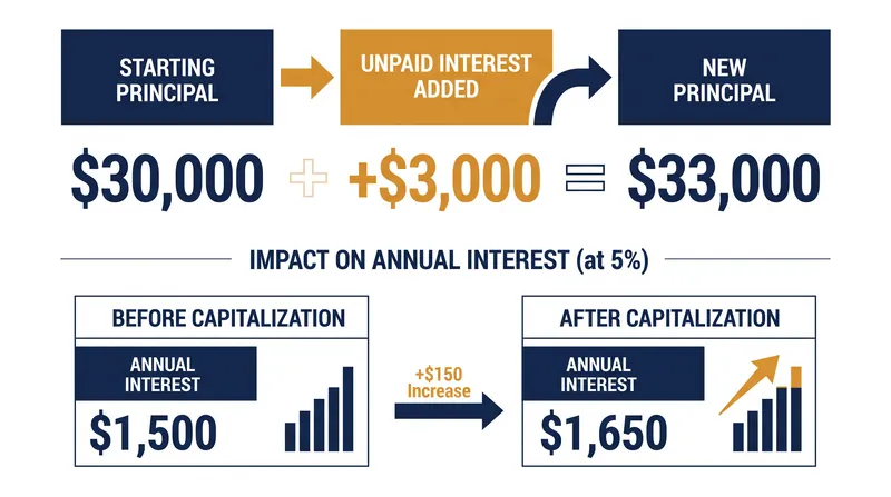 How capitalization increases the ongoing cost of borrowing.