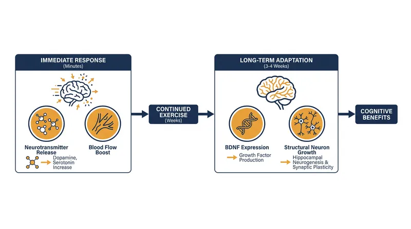 The timeline of structural brain changes requires weeks of consistent aerobic signaling.