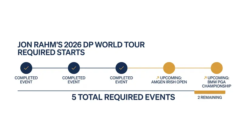Rahm must complete five DP World Tour starts in 2026 to maintain his membership.