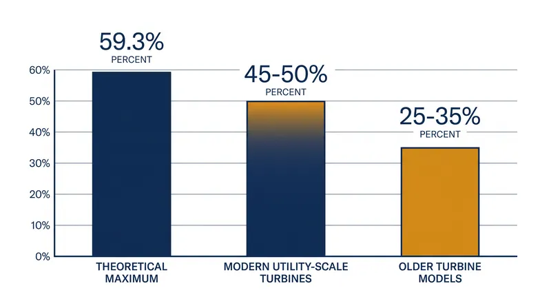 Modern engineering has pushed turbine efficiency remarkably close to the theoretical Betz limit.