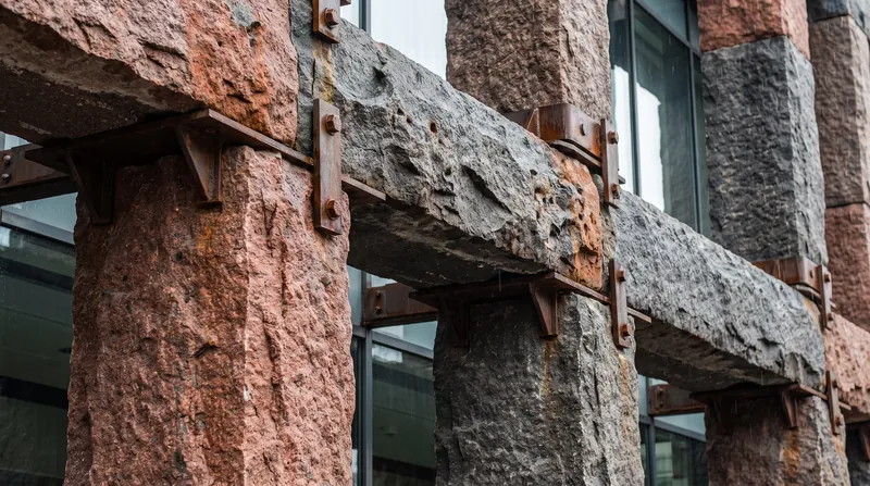 The post-and-lintel ladder frame relies on 572 distinct stone columns and beams to carry the building's weight and wind loads.