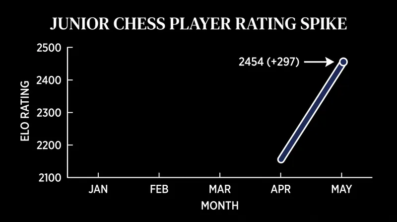 Modipalli Deekshitha executed the largest single-month rating gain on FIDE record.