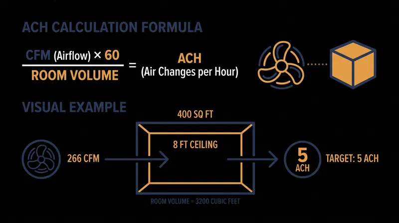 How to calculate the required Clean Air Delivery Rate (CADR) to achieve 5 Air Changes Per Hour.