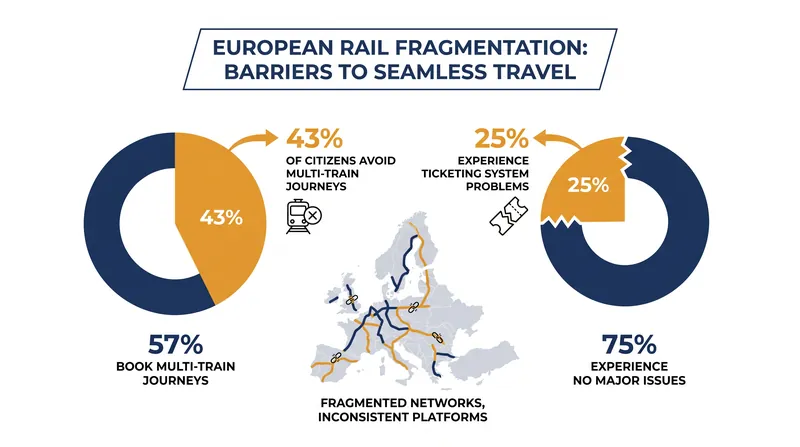 A 2024 Eurobarometer survey highlights the friction passengers face when booking multi-leg rail journeys.