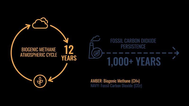 Methane's short atmospheric lifespan allows it to reach a steady-state equilibrium, unlike carbon dioxide.