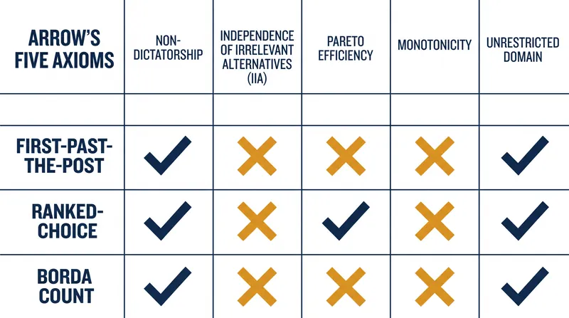Every democratic voting system must sacrifice at least one axiom of fairness.