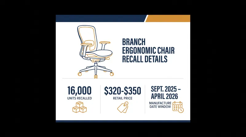 Key figures surrounding the Branch ergonomic chair recall.