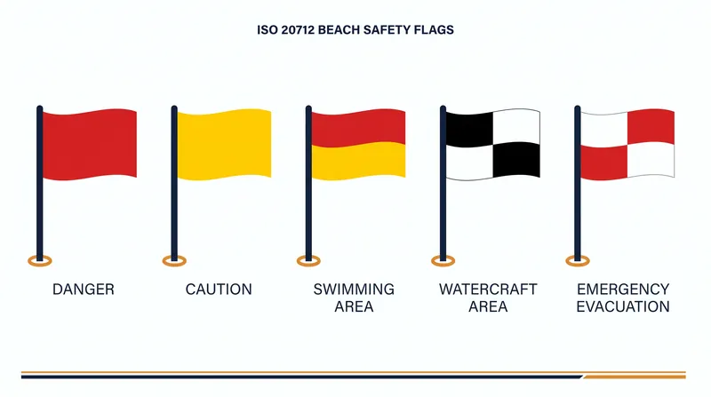 The five core flags of the international beach safety standard.