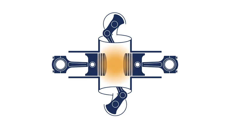 Opposed-piston architectures eliminate the cylinder head entirely, allowing two-stroke diesels to achieve exceptional thermal efficiency.