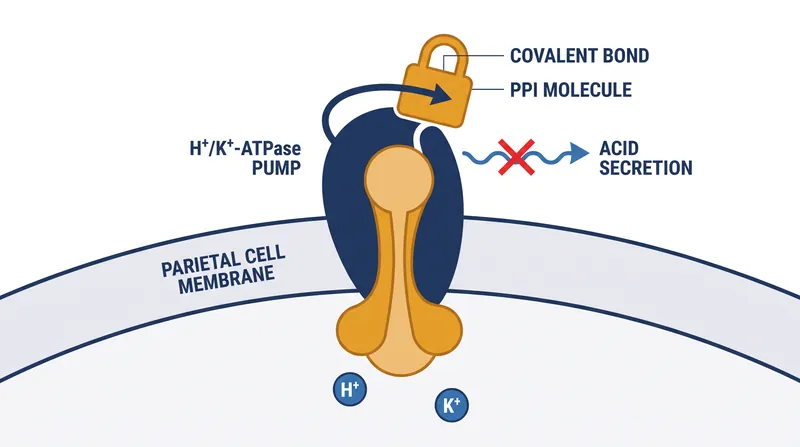 PPIs form an irreversible bond with the stomach's acid-producing pumps, permanently disabling them.