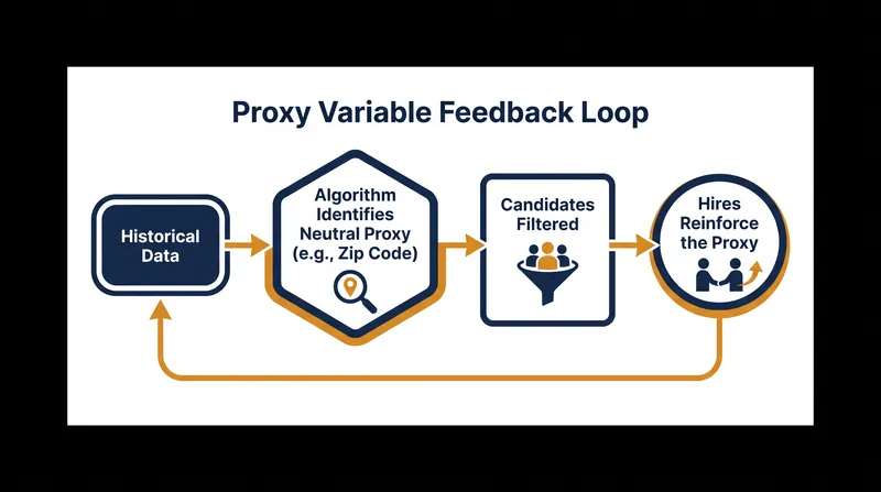 How seemingly neutral data points create structural feedback loops in automated hiring.