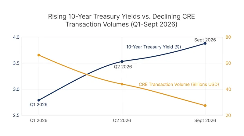 Transaction volumes have inversely tracked the recent rise in benchmark bond yields.