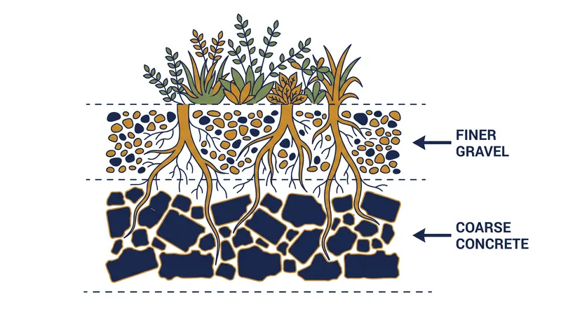 How a rubble garden drains water and insulates deep roots.