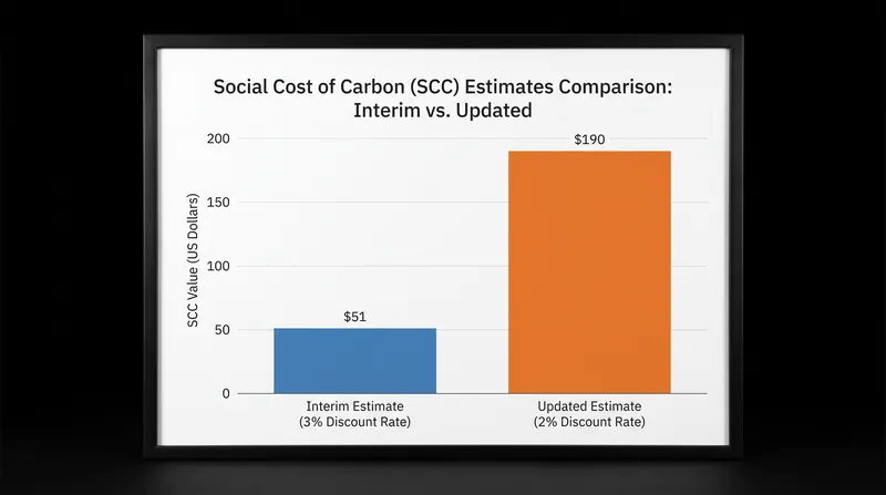 How the EPA's updated modeling and lowered discount rate increased the estimated cost of carbon emissions.