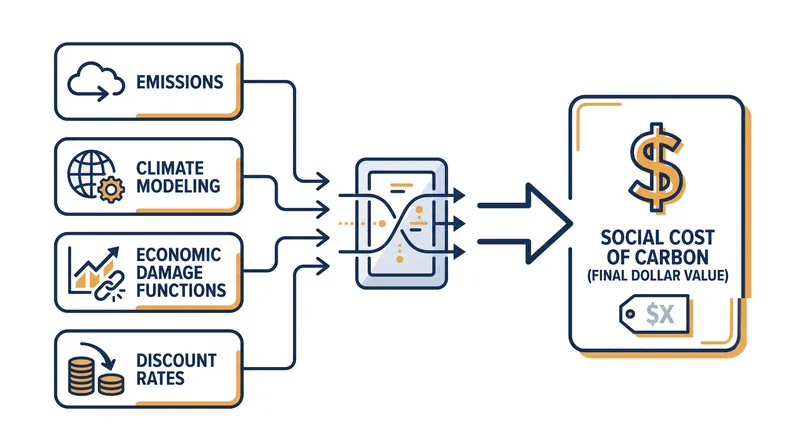 The four primary modeling steps used to calculate the social cost of greenhouse gases.
