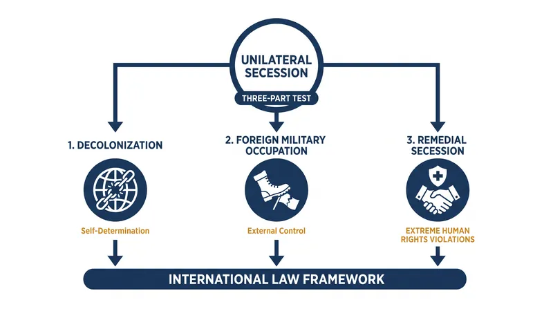 The three narrow conditions under which international law may recognize a right to unilateral secession.