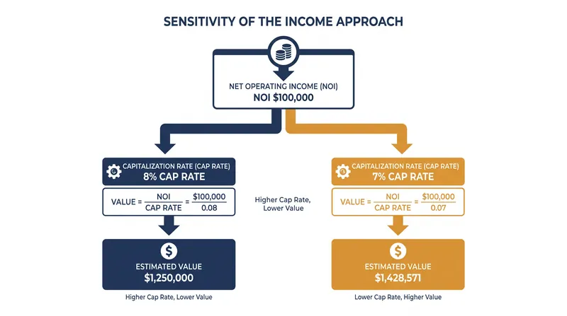 A single percentage point shift in the capitalization rate can alter a commercial property's assessed value by hundreds of thousands of dollars.