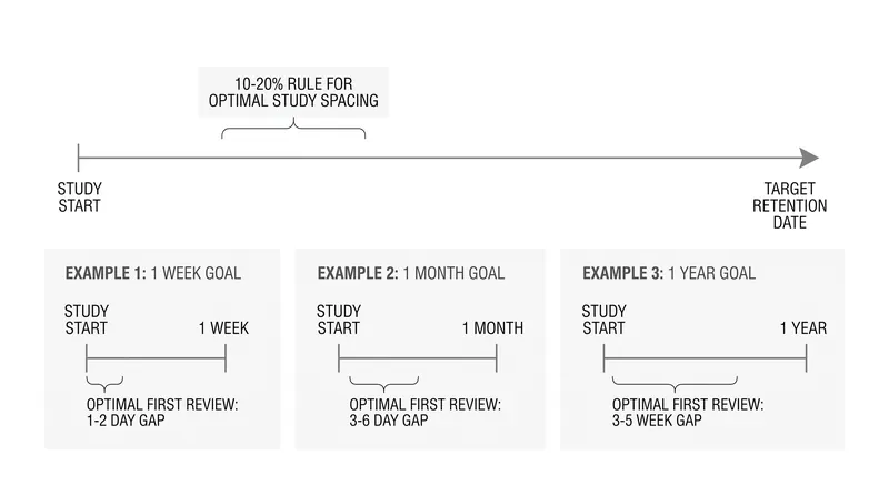 The optimal time for a first review scales proportionally with how long the information needs to be remembered.
