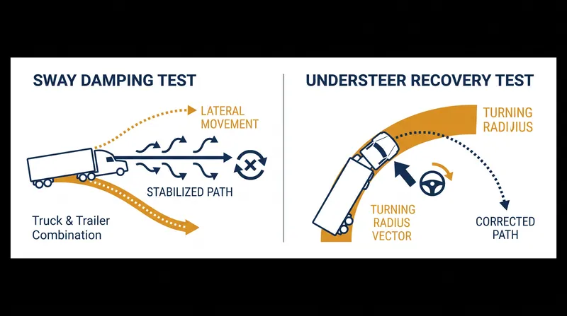 Handling tests ensure the trailer does not dictate the truck's steering during evasive maneuvers.