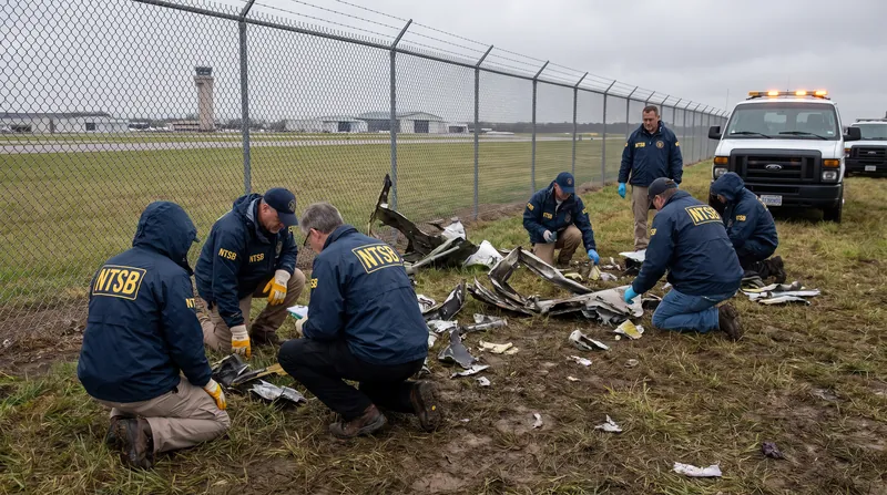 NTSB investigators are documenting the crash site and reviewing flight data recorders to determine the cause of the runway excursion.