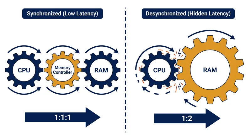 Pushing RAM frequencies too high can force the memory controller out of synchronization, introducing hidden latency penalties.