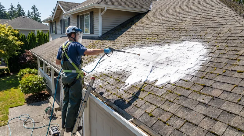 Surfactants allow the chemical solution to foam and cling to vertical siding and pitched roofs, increasing the dwell time needed to kill organic growth.