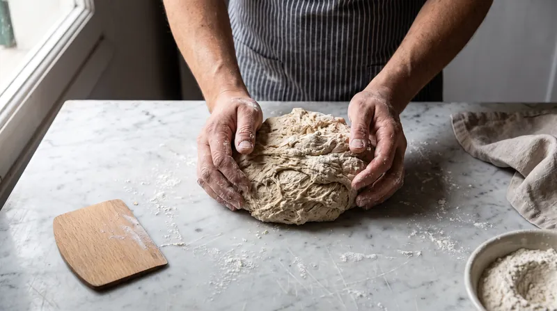 A stiff starter requires physical kneading rather than stirring.