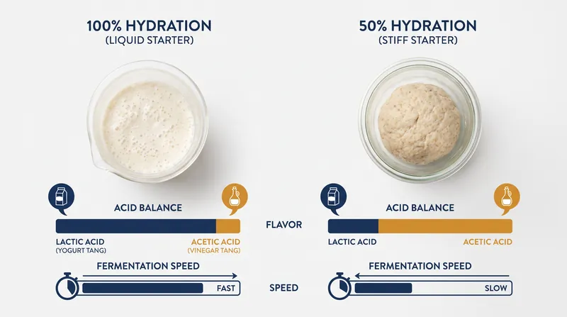 How hydration levels shift the balance of acid production in a sourdough culture.