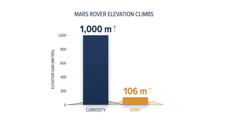 Curiosity's ascent of Mount Sharp dwarfs previous Martian mountaineering records.