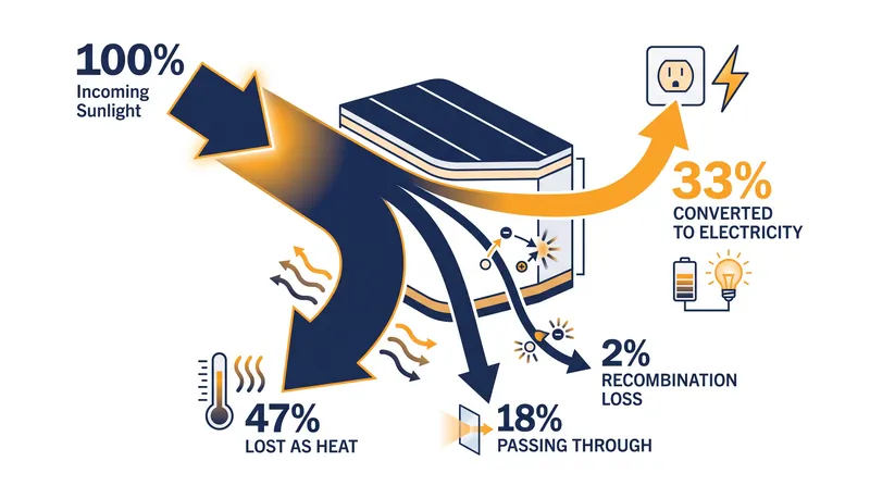 Where the energy goes: The fundamental thermodynamic losses in a single-junction silicon solar cell.