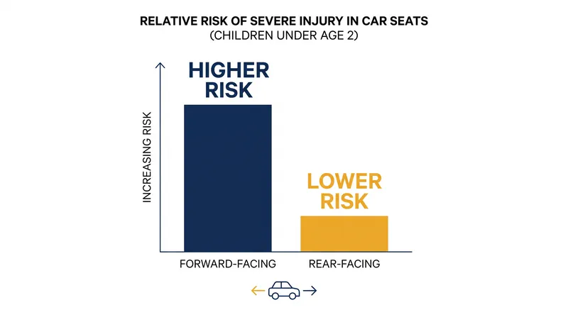 Crash data consistently shows that rear-facing restraints provide significantly better protection against severe injury.