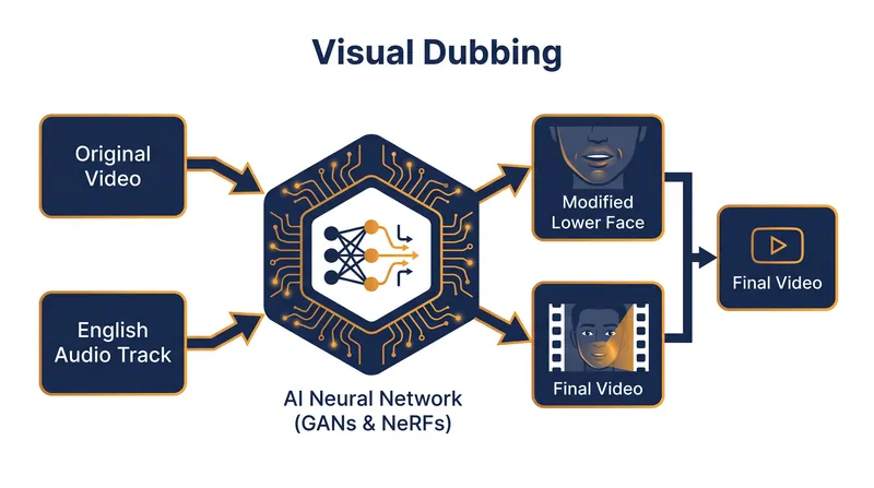 How generative AI isolates and reconstructs the lower face to match new audio.
