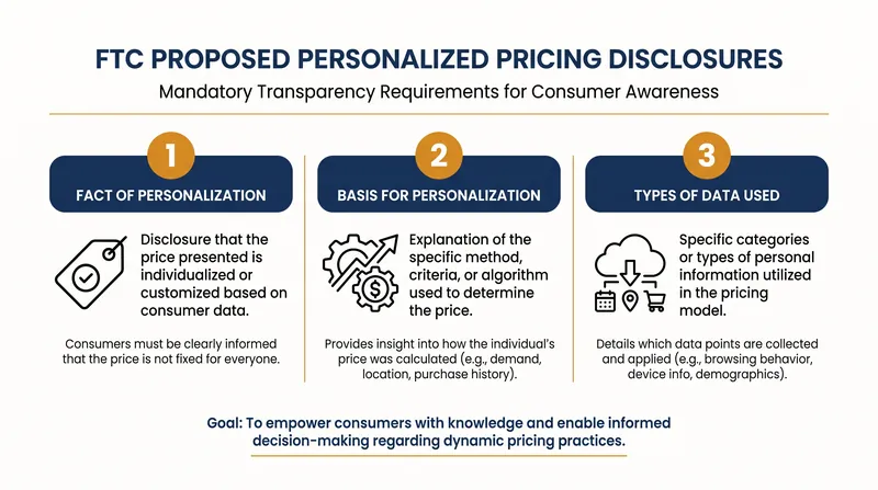 The FTC's proposed guidance outlines three specific disclosures businesses must make when utilizing personalized pricing.