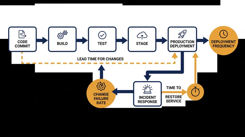 Extracting accurate DORA metrics requires instrumenting the entire toolchain, from source control to incident management.