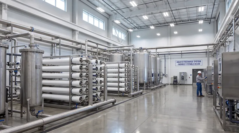 Advanced water purification facilities treat municipal wastewater to exceed drinking standards before it is injected underground.