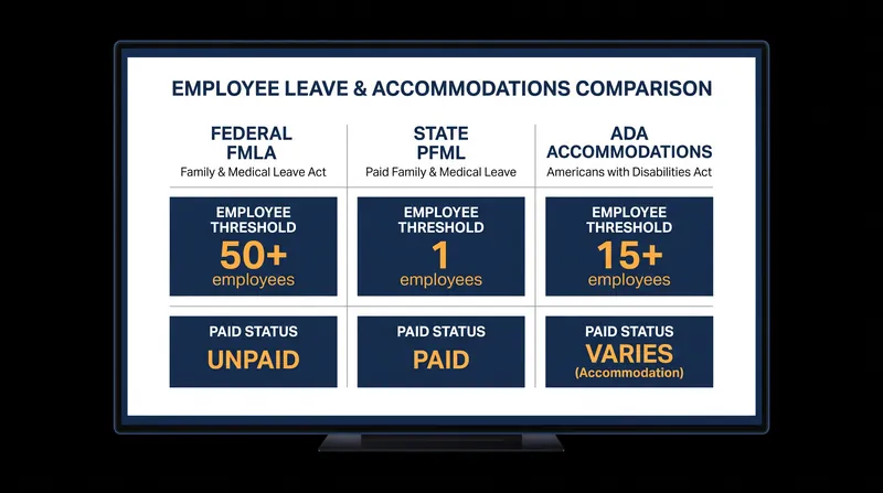 How federal, state, and civil rights frameworks overlap to provide medical leave.