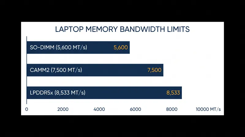 Maximum data transfer rates by memory architecture.