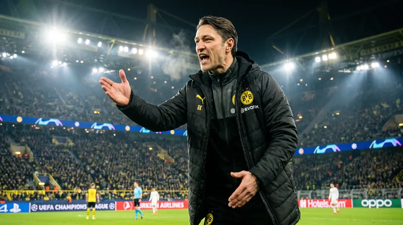 Dortmund manager Niko Kovač watches on during a tense second half.